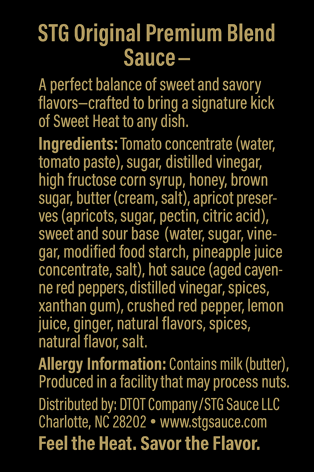 STG Sauce – Original Premium Blend (100% Sweet Heat) (5oz)